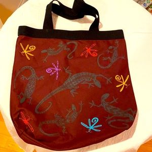 Tewa Tees Maroon Lizard Tote Bag